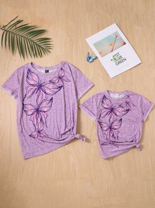 SHEIN Tops con gái Loại bướm Giải trí - Màu tím hoa cà - Xem 6