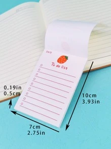 1개 딸기 패턴 가로줄 스티커 메모 - 멀티컬러 - 보기 2