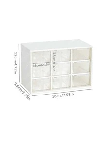 1入組塑膠9格透明家用多功能桌面收納盒 - 白色 - 查看 2