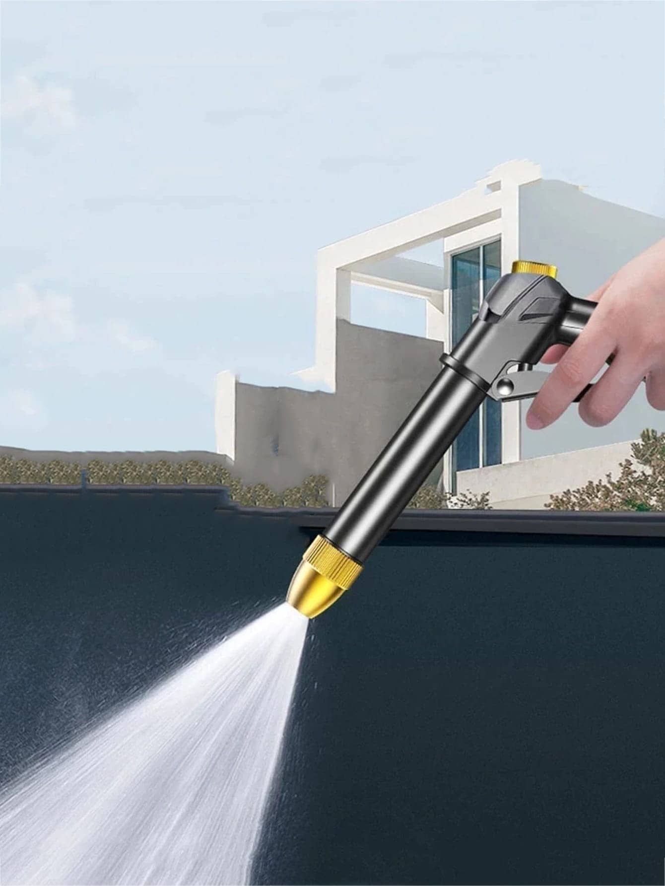 2pcs Adjustable High Pressure Water Gun & Connector Set - Black - View 1