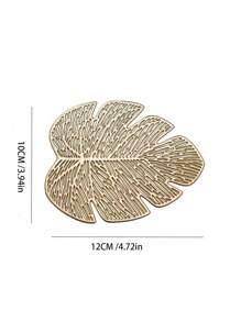 4 chiếc PVC Coaster, Coaster hình chiếc lá hiện đại cho bàn ăn - Vàng - Xem 2