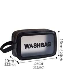 1pc Waterproof Toiletry Travel Bag, Modern Letter Graphic Storage Bag For Home,Boho Vibes - Black - View 2