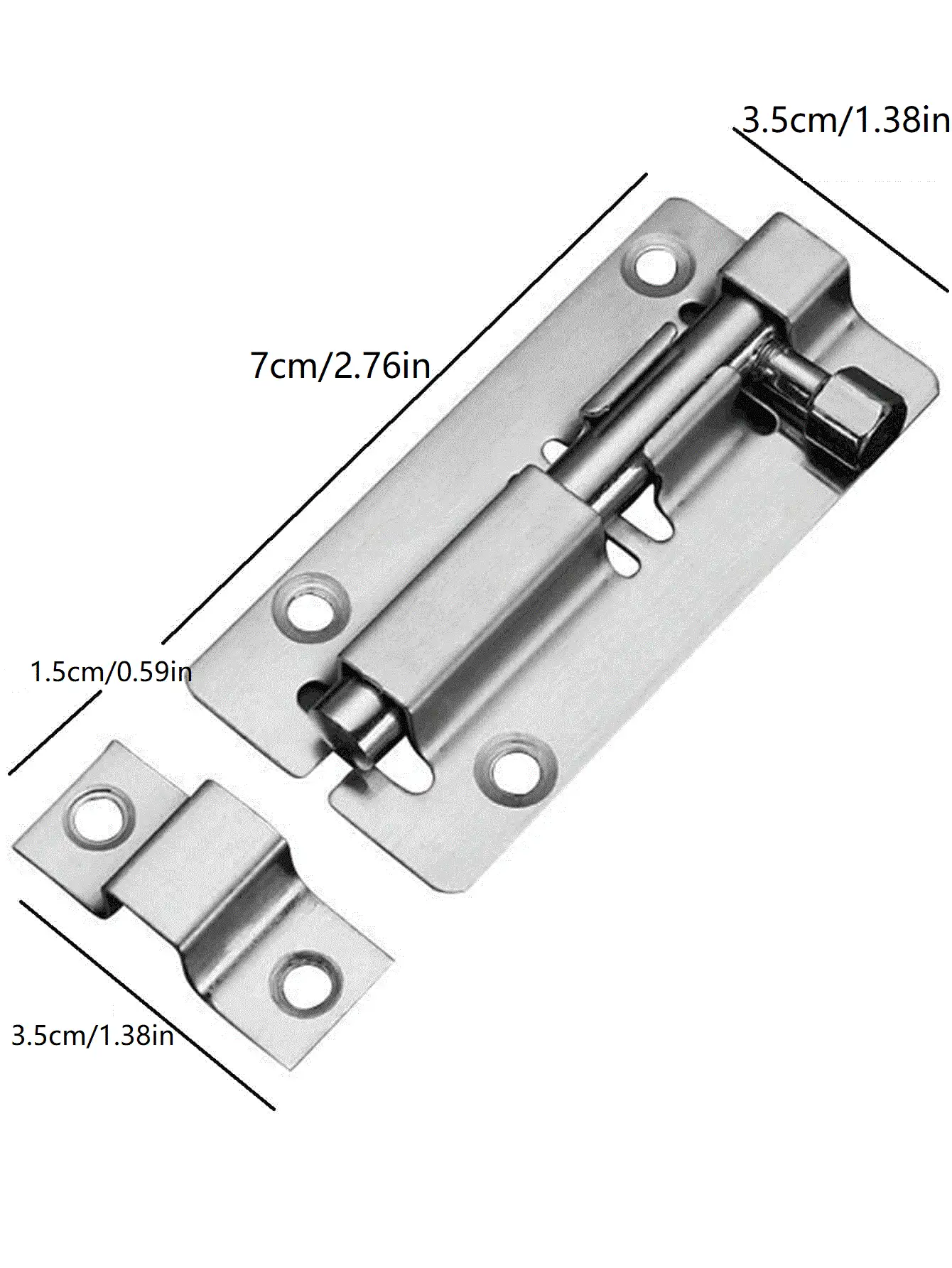 1入組不銹鋼車門鎖 - 銀色 - 查看 5
