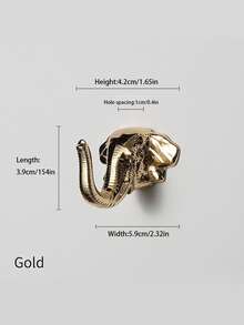 件鋅合金大像衣服掛鉤門後掛鉤衣帽間單掛鉤 - 金色 - 查看 6