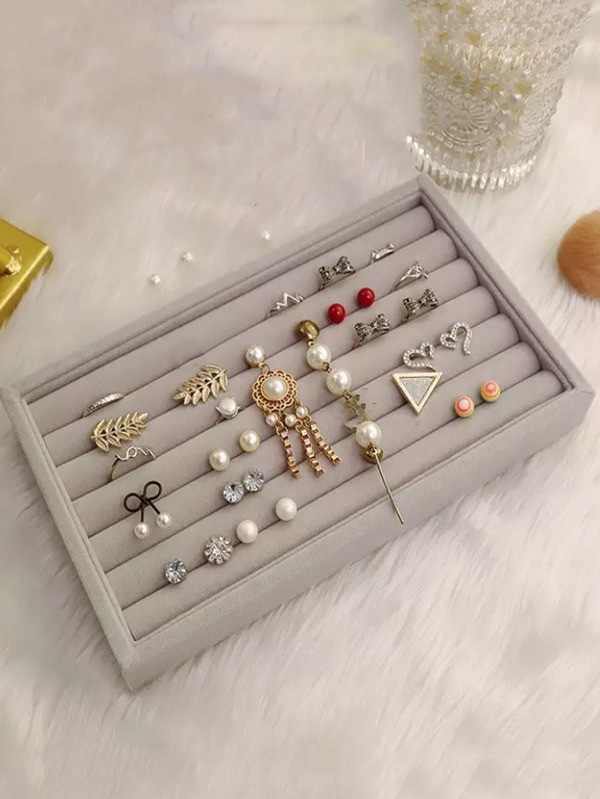 1pc Multigrid MDF Jewelry Storage Tray,Elegant Solid AllinOne