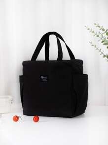 1 pieza Bolsa térmica con diseño de parche de letra - Negro - Ver 1