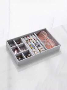 1 Máy Tính Đa Lưới MDF Trang Sức Khay Chứa Thanh Lịch Chắc Chắn Tất Cả Trong Một Đa Năng Công Suất Lớn Khay Chứa hộ Gia Đình - Xám - Xem 4