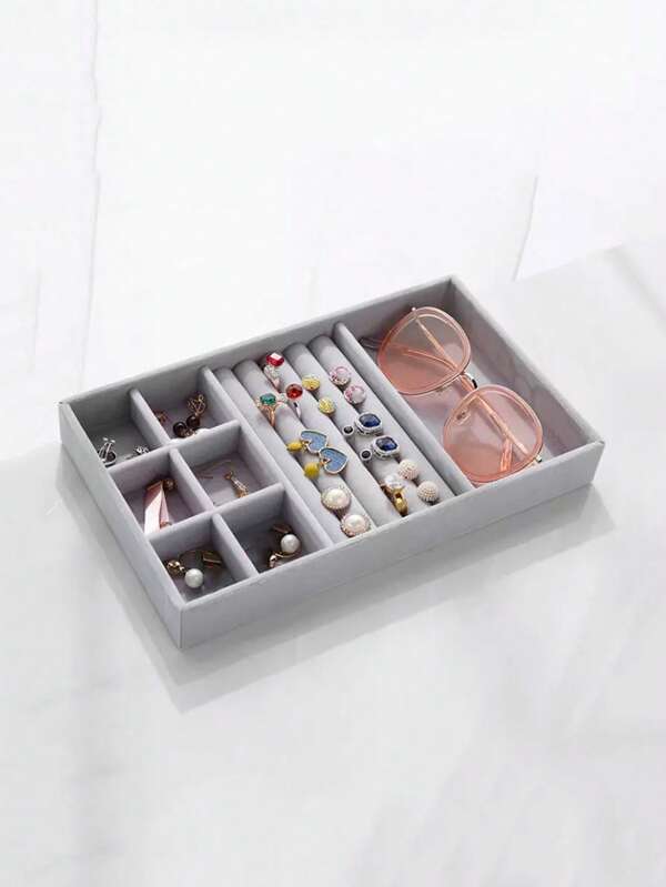 1pc Multigrid MDF Jewelry Storage Tray,Elegant Solid AllinOne