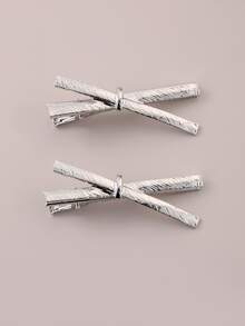 2pcs Metal Cross Clip-On Earrings, Suitable For Daily Wear - Gold - View 1