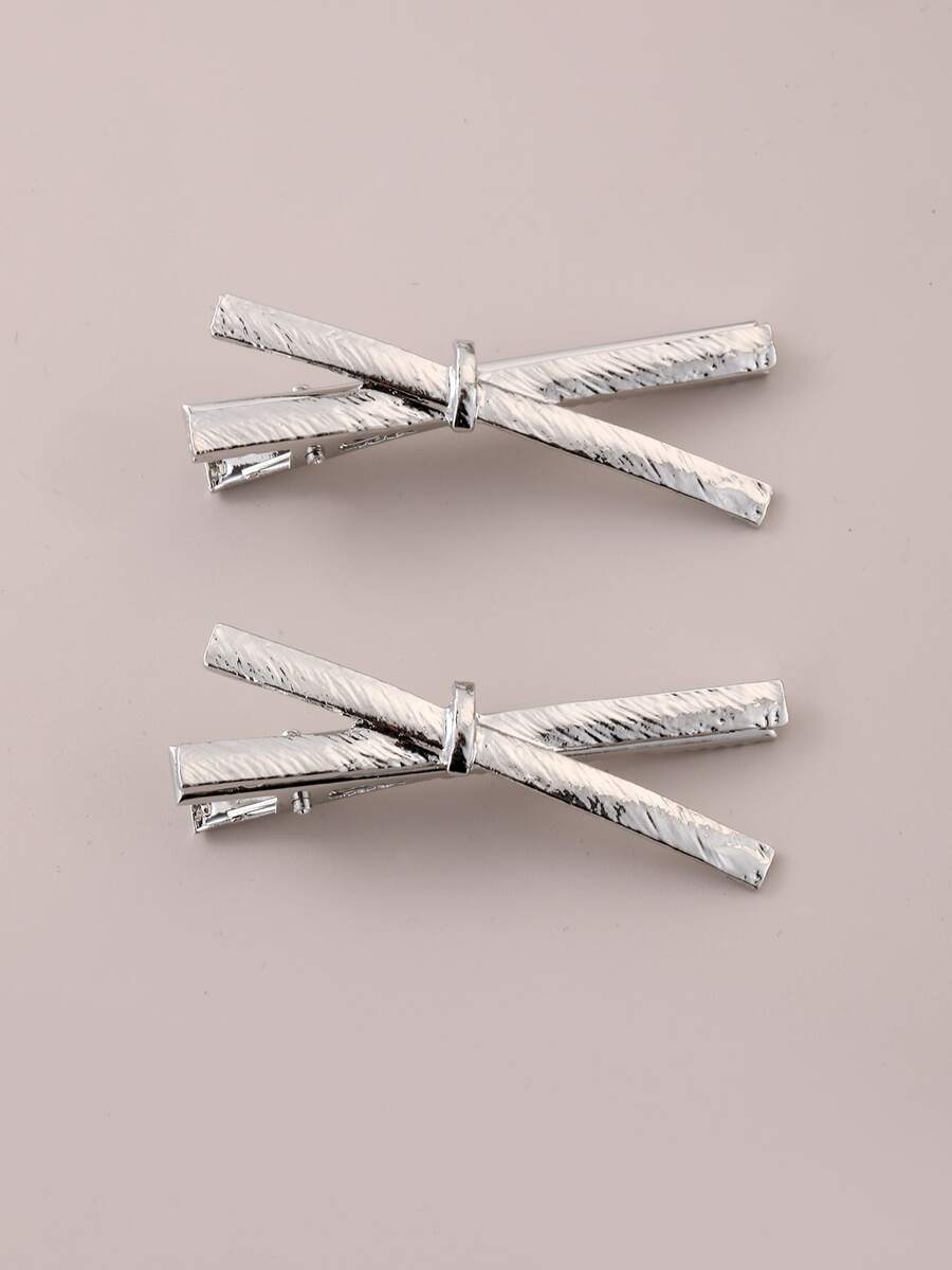 2pcs Metal Cross Clip-On Earrings, Suitable For Daily Wear - Gold - View 1