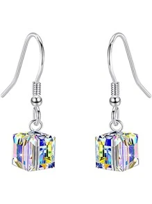 Nooxian Juego de joyas de collar de elementos de colgante de cristal de cubo de azúcar de 3 piezas (1 pieza), aretes (1 pieza) y pulsera (1 pieza) (cantidad de cuentas aleatorias)