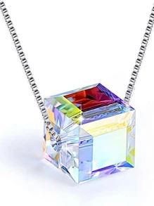 Nooxian Juego de joyas de collar de elementos de colgante de cristal de cubo de azúcar de 3 piezas (1 pieza), aretes (1 pieza) y pulsera (1 pieza) (cantidad de cuentas aleatorias)