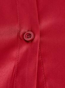 SHEIN ICON Fall Sexy Satin Leopard Print Women's Shirt,Long Sleeve Tops - Red - View 7