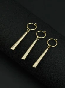 Fashionable and Popular 3pcs/set Men Geometric Drop Earrings for Jewelry Gift and for a Stylish Look