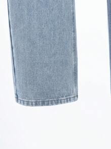 SHEIN ChillGRL 青少年女孩階梯式腰直筒牛仔褲 - 淺色水洗藍 - 查看 7