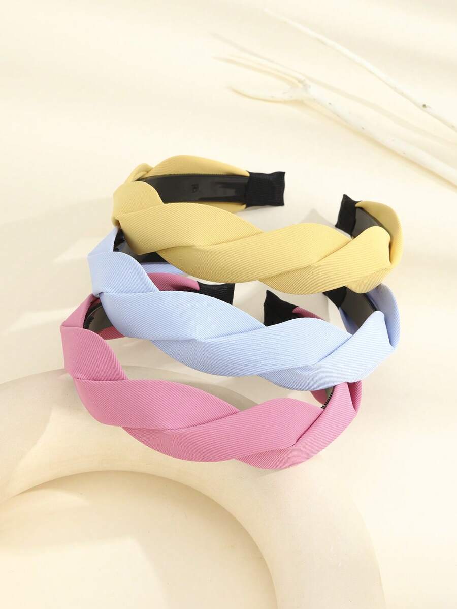 3 chiếc băng đô chi tiết bện - Nhiều màu - Xem 1