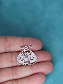 5入組/套創意不銹鋼鏤空蛾DIY吊墜適用於女士DIY首飾製作 - 銀色 - 查看 2