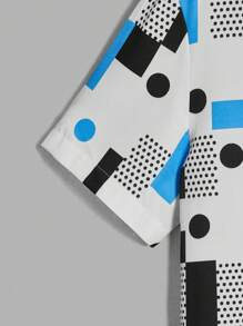 Manfinity Men Geo Print Button Front Shirt - Multicolor - View 4