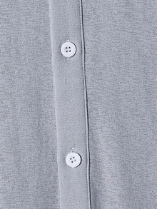 Manfinity Hombres Camisa unicolor con botón delantero - Gris Claro - Ver 4