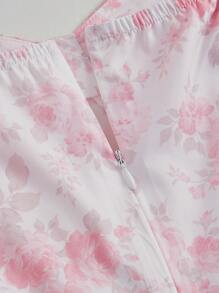 SHEIN MOD Đầm viền lá sen Ren lên Dây kéo Hoa Tất cả trên in Boho - Nhiều màu - Xem 4