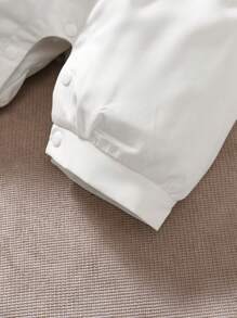 Đứa bé trai Nút phía trước 2 trong1 Áo liền quần - trắng - Xem 5