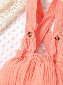 SHEIN 嬰兒素色背帶短褲和頭巾