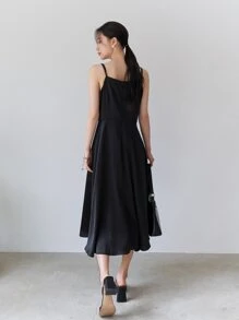 DAZY Solid Cami Dress Without Belt - Black - View 7