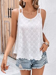 SHEIN Frenchy Áo khoác và áo lót dành cho xe tăng nữ Xù nhỏ Tranh thêu màu trơn Giải trí - trắng - Xem 3