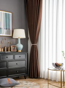 Solid Color Single Panel Blackout Curtain - Coffee Brown - View 6