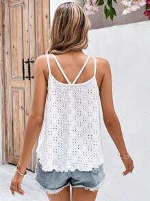 SHEIN Frenchy Áo khoác và áo lót dành cho xe tăng nữ Xù nhỏ Tranh thêu màu trơn Giải trí - trắng - Xem 2