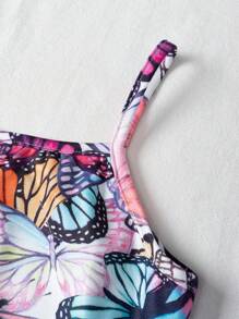 SHEIN 女孩蝴蝶圖案吊帶連衣裙 - 彩色 - 查看 3