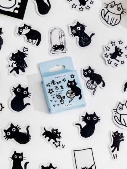 45 st kattmönster klistermärken, skolmaterial, tillbaka till skolan