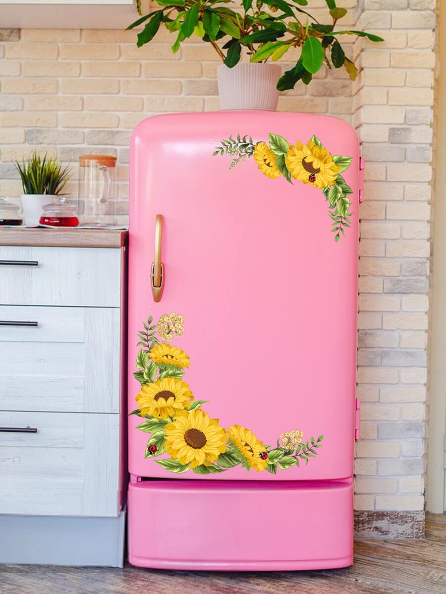 1 pieza Etiqueta engomada del refrigerador con patrón de girasol - Multicolor - Ver 1