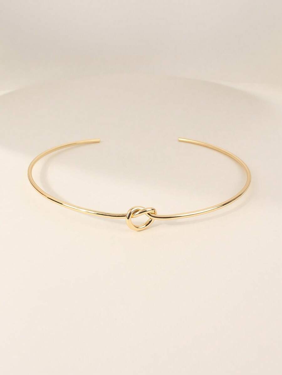 1入組時尚結飾開口頸鏈適用於女士日常裝飾 - 金黃色 - 查看 1