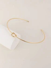 1入組時尚結飾開口頸鏈適用於女士日常裝飾 - 金黃色 - 查看 2