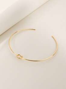 1入組時尚結飾開口頸鏈適用於女士日常裝飾 - 金黃色 - 查看 3