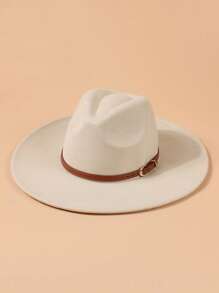 1 Khóa Unisex & Thắt Lưng Trang Trí Mũ Fedora Thời Trang Cho Cuộc Sống Hàng Ngày - Màu be - Xem 2