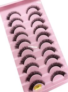 HBZGTLAD 新款10對自然纖長假睫毛假睫毛彩妝3D貂睫毛延長短睫毛貂睫毛適用於美妝 - 黑色 - 查看 3