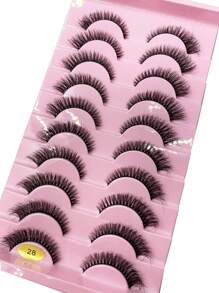 HBZGTLAD 新款10對自然纖長假睫毛假睫毛彩妝3D貂睫毛延長短睫毛貂睫毛適用於美妝 - 黑色 - 查看 4