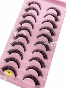 HBZGTLAD 新款10對自然纖長假睫毛假睫毛彩妝3D貂睫毛延長短睫毛貂睫毛適用於美妝 - 黑色 - 查看 8