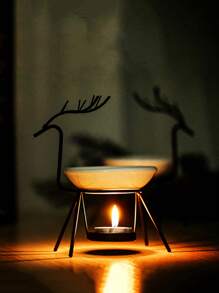 Deer Design Candle Holder - Black and White - View 2