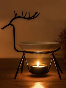 Deer Design Candle Holder - Black and White - View 3