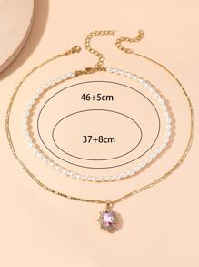 2 cái/bộ Vòng cổ đính cườm ngọc trai giả thanh lịch cho phụ nữ để trang trí hàng ngày - Nhiều màu - Xem 3