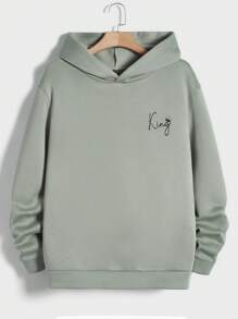 Manfinity Homme Men Plus Letter Graphic Hoodie - Mint Green - View 1