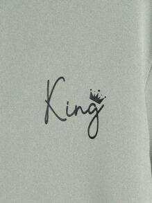 Manfinity Homme Men Plus Letter Graphic Hoodie - Mint Green - View 3