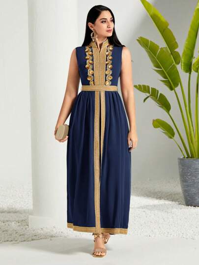 Modelyn 對比無袖腰帶覆蓋連身褲