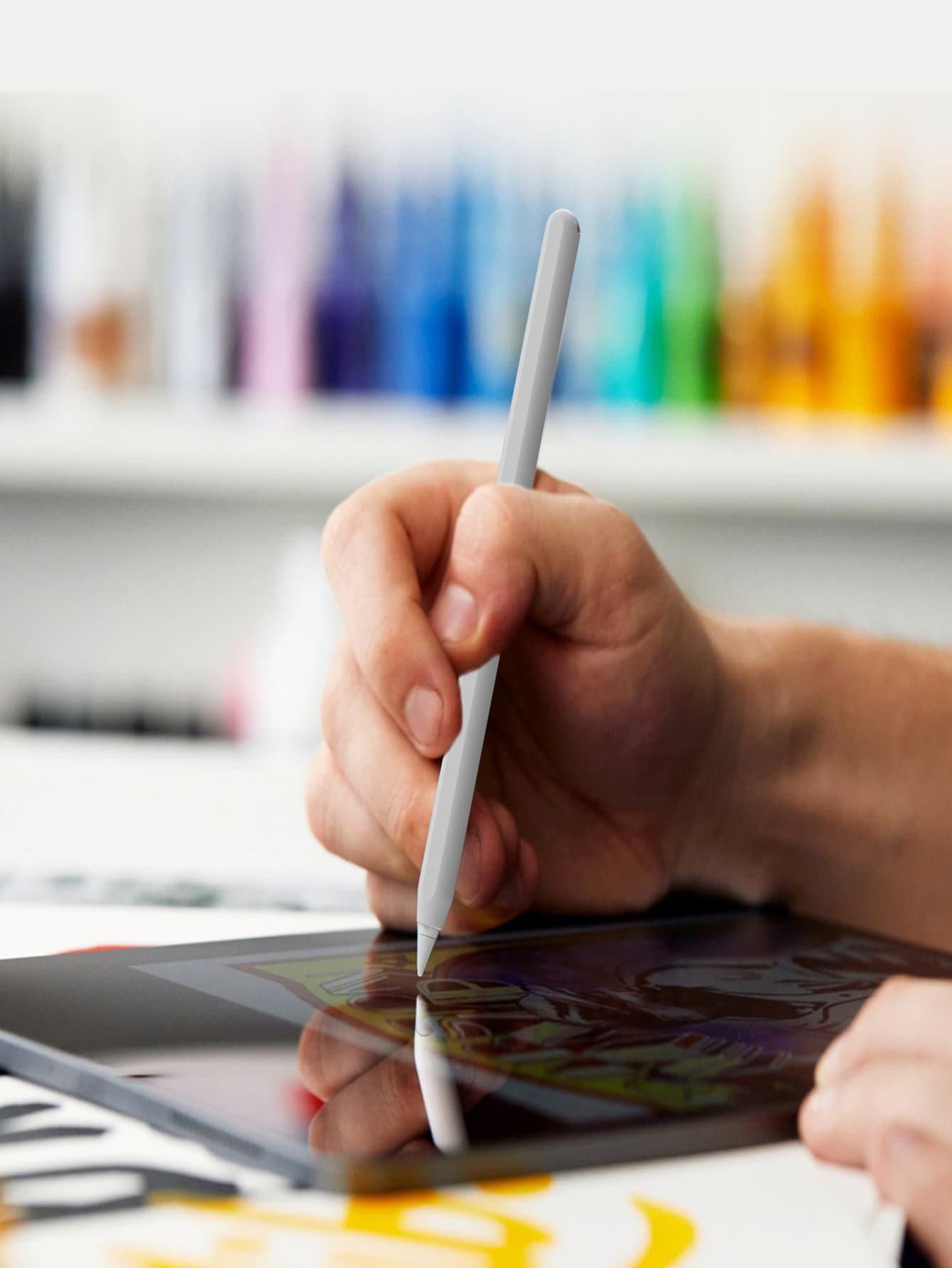 1入組矽膠磁性防滑觸控筆套適用於Apple Pencil第二代 - 白色 - 查看 1