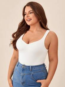 SHEIN BASICS Hơn Cổ Trái tim Áo ba lỗ - trắng - Xem 5