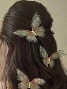 蝴蝶裝飾髮夾 - 彩色 - 查看 3