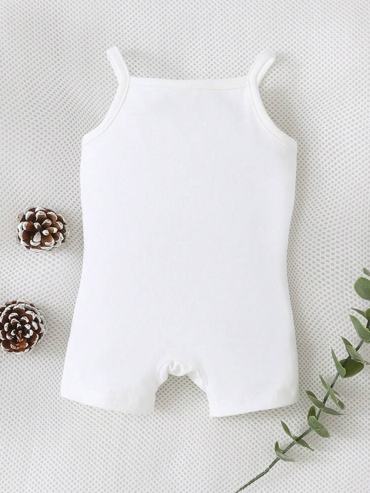 SHEIN Baby Heart Print Cami Romper - White - View 2